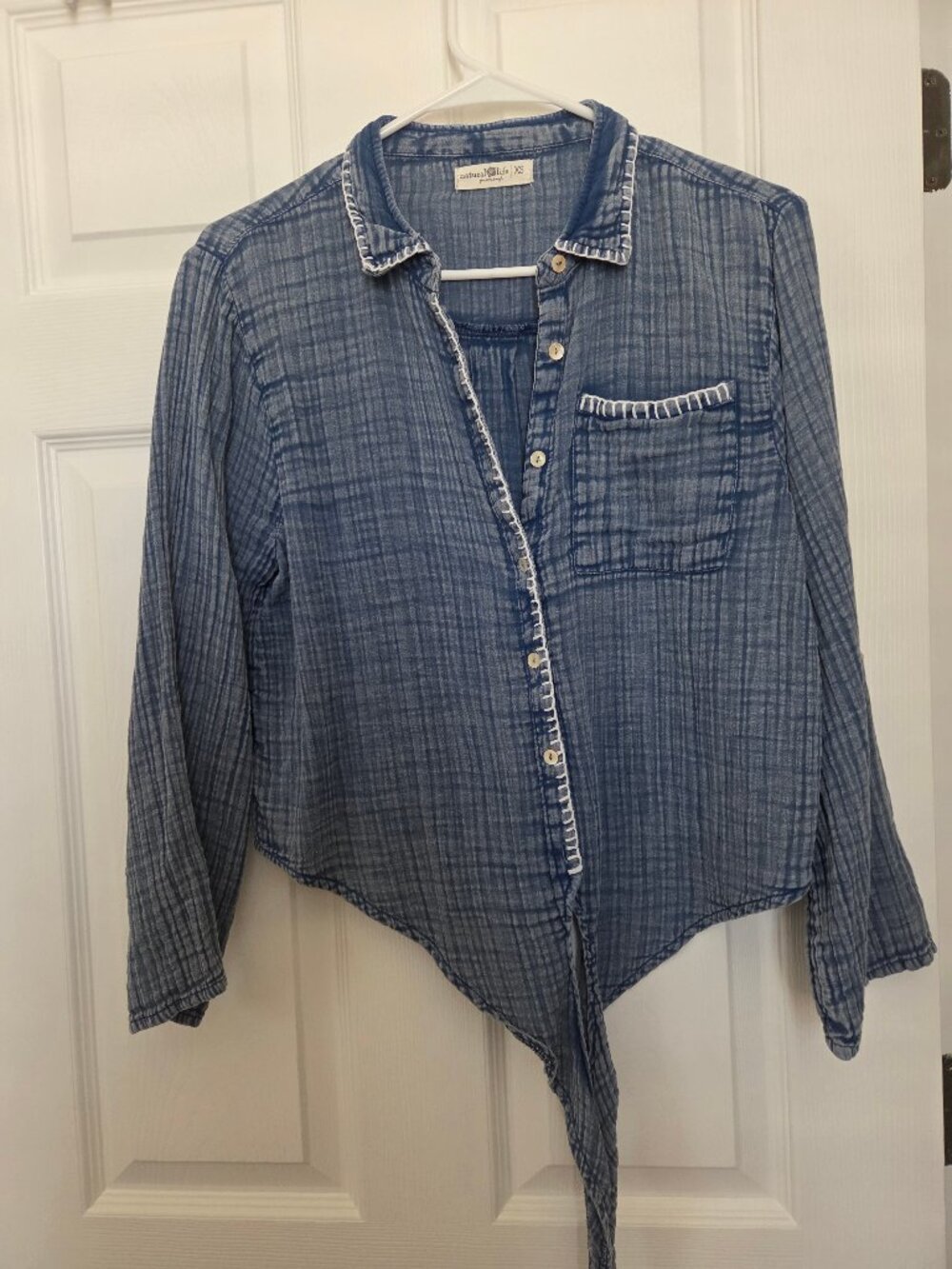 Blue Gauze Button Down Shirt by Natural Life XS